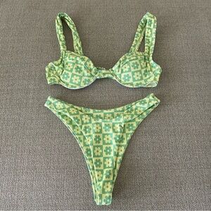 Aurelle Green Floral Bikini Set